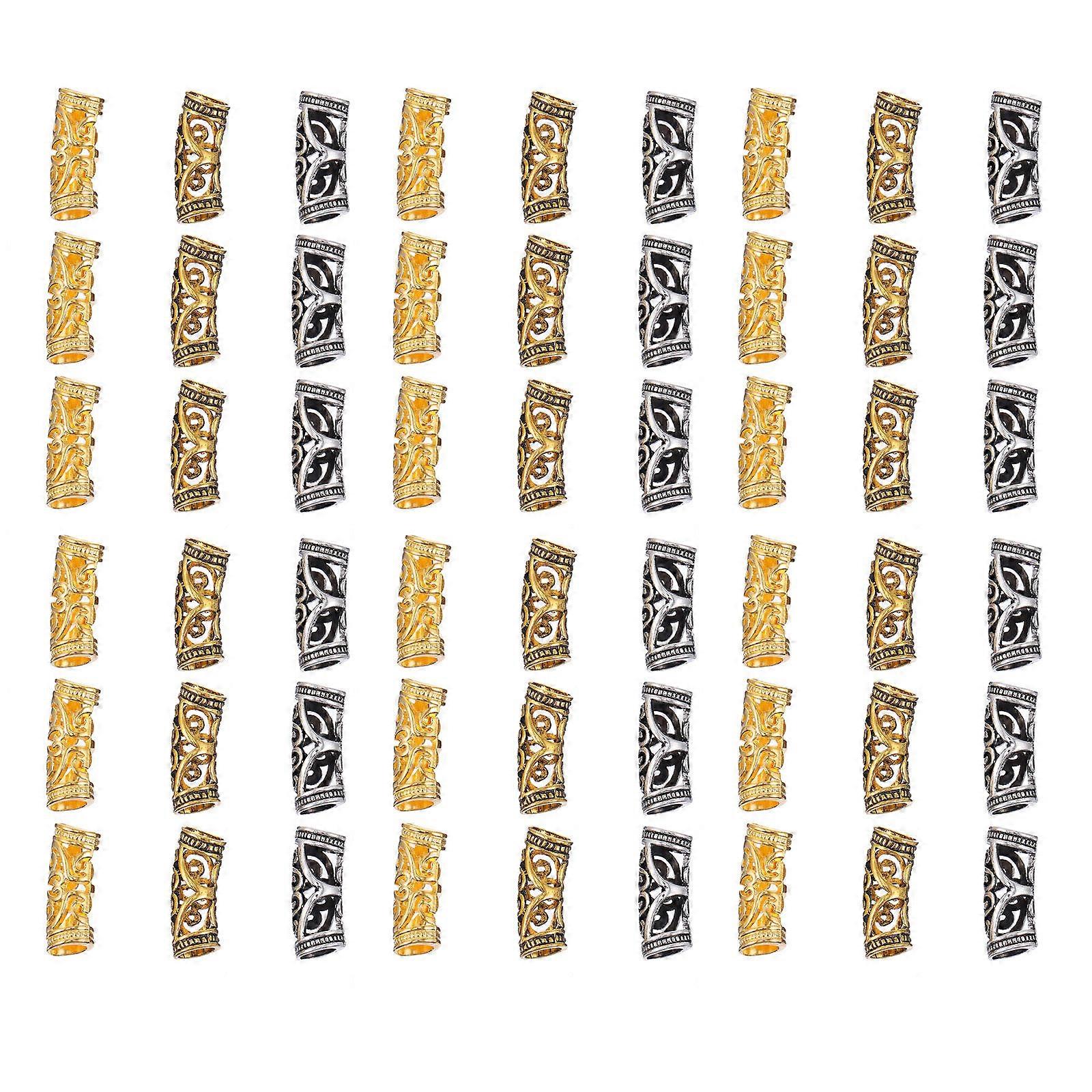 48 Pieces Silver Alloy Hair Rings and Braids Tubes for Decoration Use with Delicate Appearance