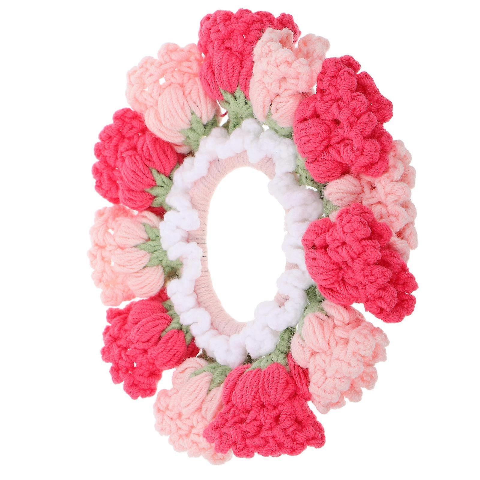 Secure Hold Crocheted Hair Scrunchy Multi Color Flower Design Large Scrunchy 1Set For Girls Everyday Use