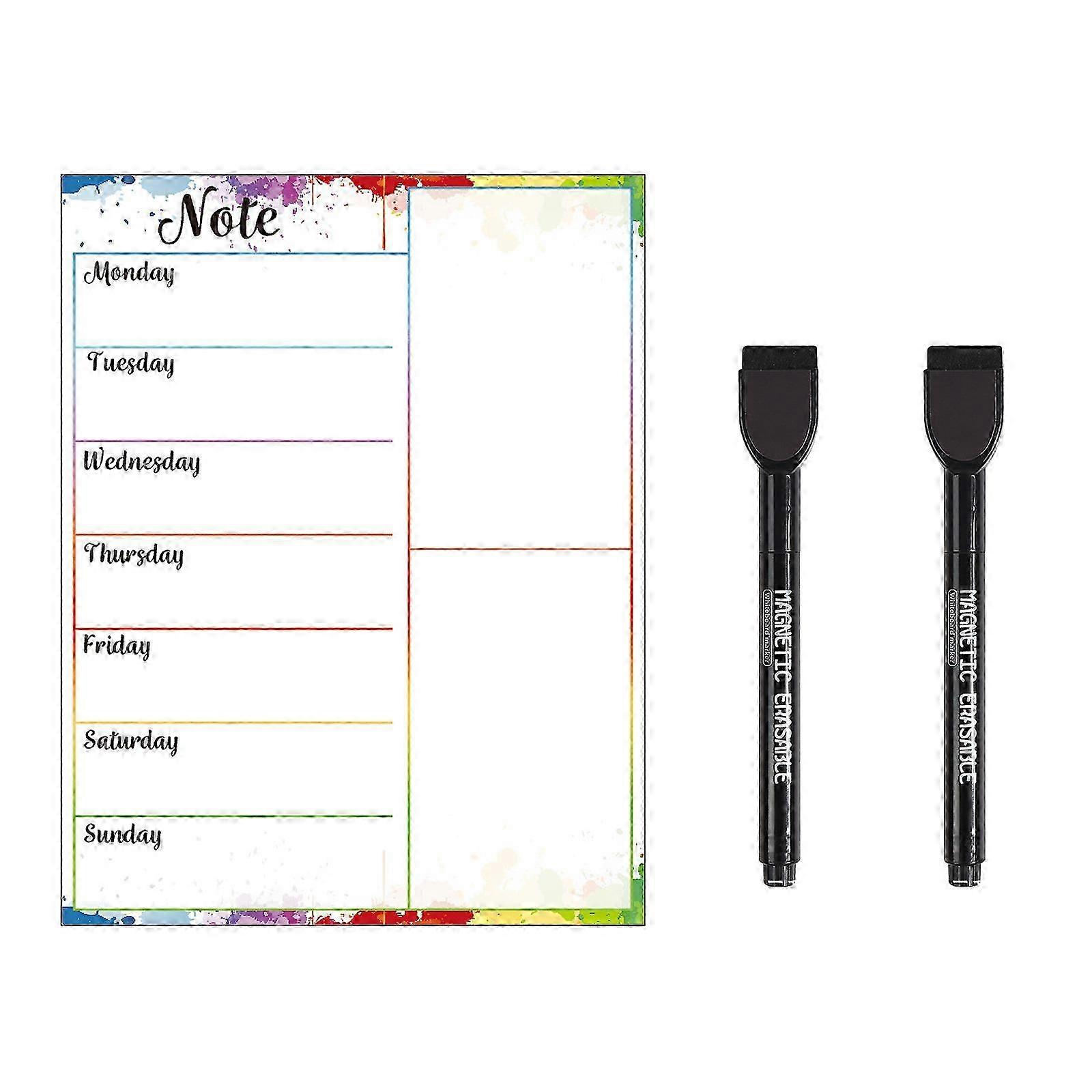 2025 Magnetic Weekly Planner, Dry Wipe Fridge Whiteboard, for Organising Daily Tasks, Meal Planning Or Business Plans In Offices - with Dry Erase Mark