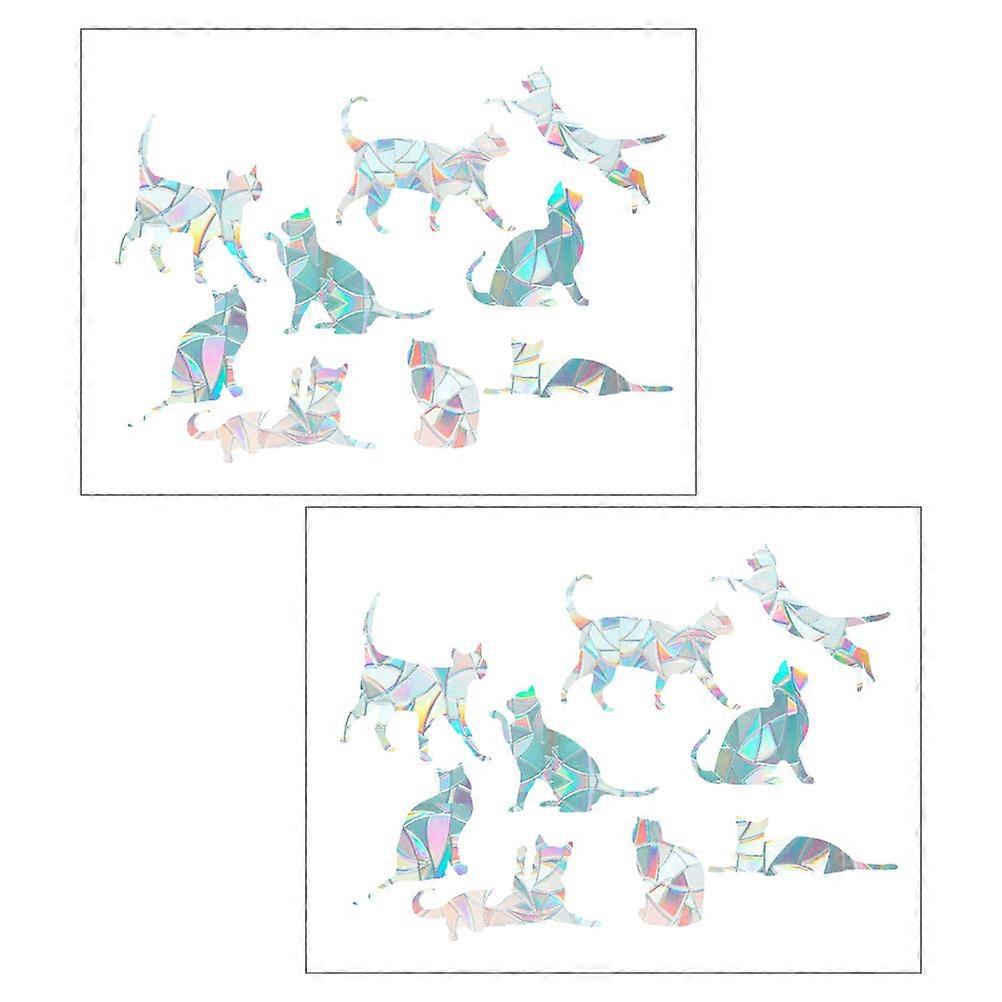 Lovely Cat Shape Rainbow Prisma Stickers for Glass Decoration with PVC Material 2Pcs Multi