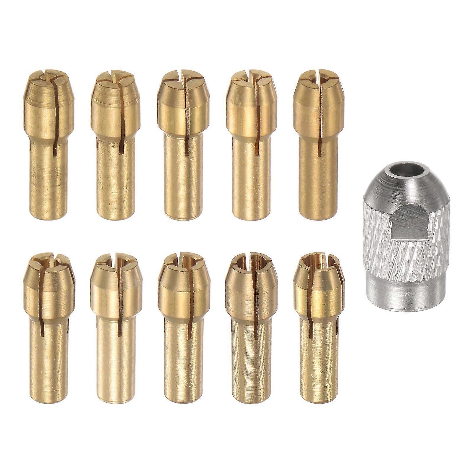 Brass Collet Mini Electric Grinder Chuck Set 0.5-3.2mm M8 11 Pieces Quick Change Drill Bit 4.2mm Shank Diameter