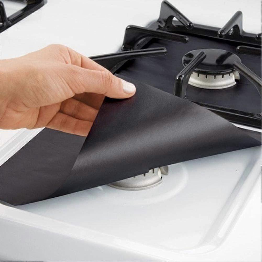 Pack of 6 Reusable Fibreglass Gas Hob Protector Mat for Kitchen Utensils (BLACK)