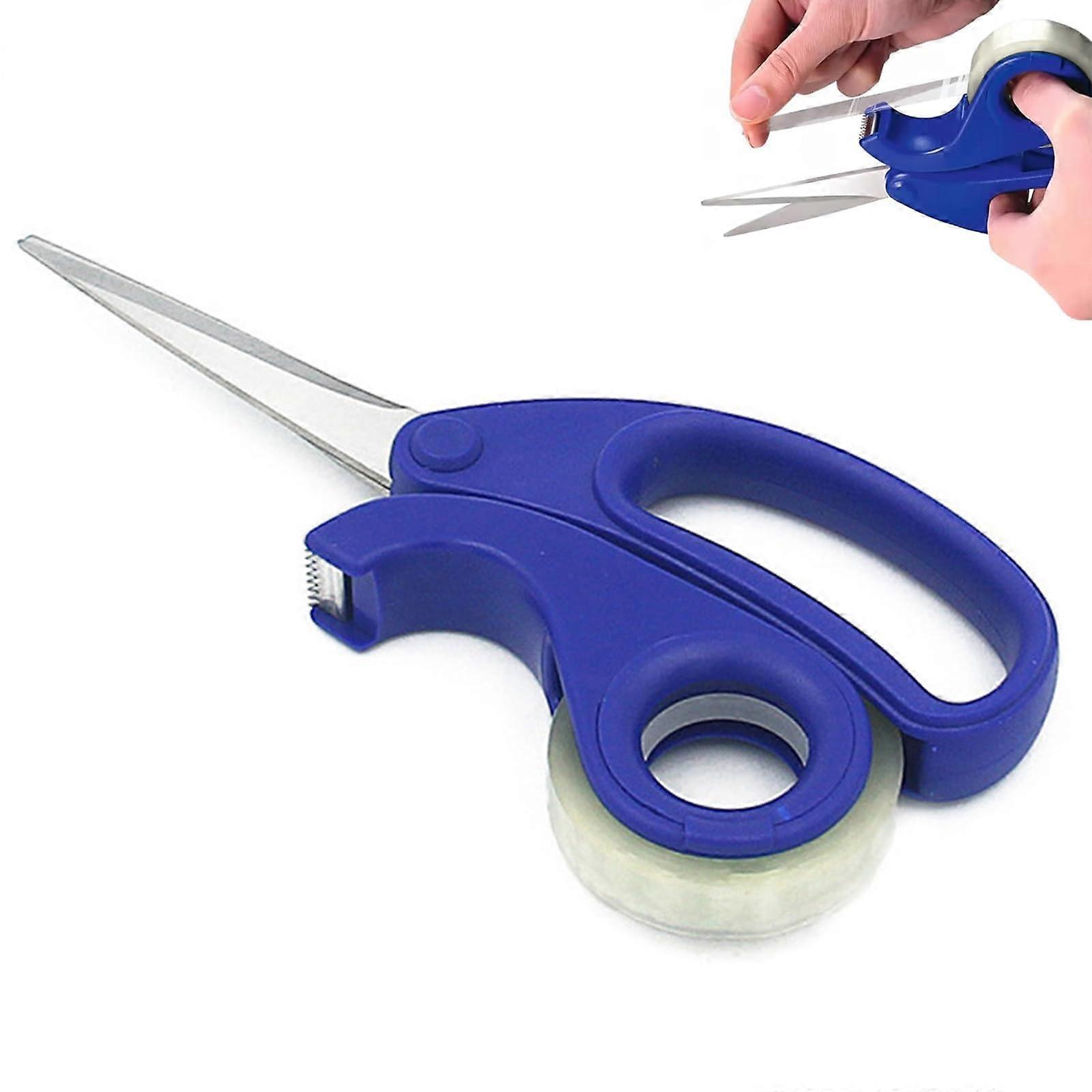 Scissors with Builtin Tape Dispenser, Multipurpose Cutter for Desk, Home, Office