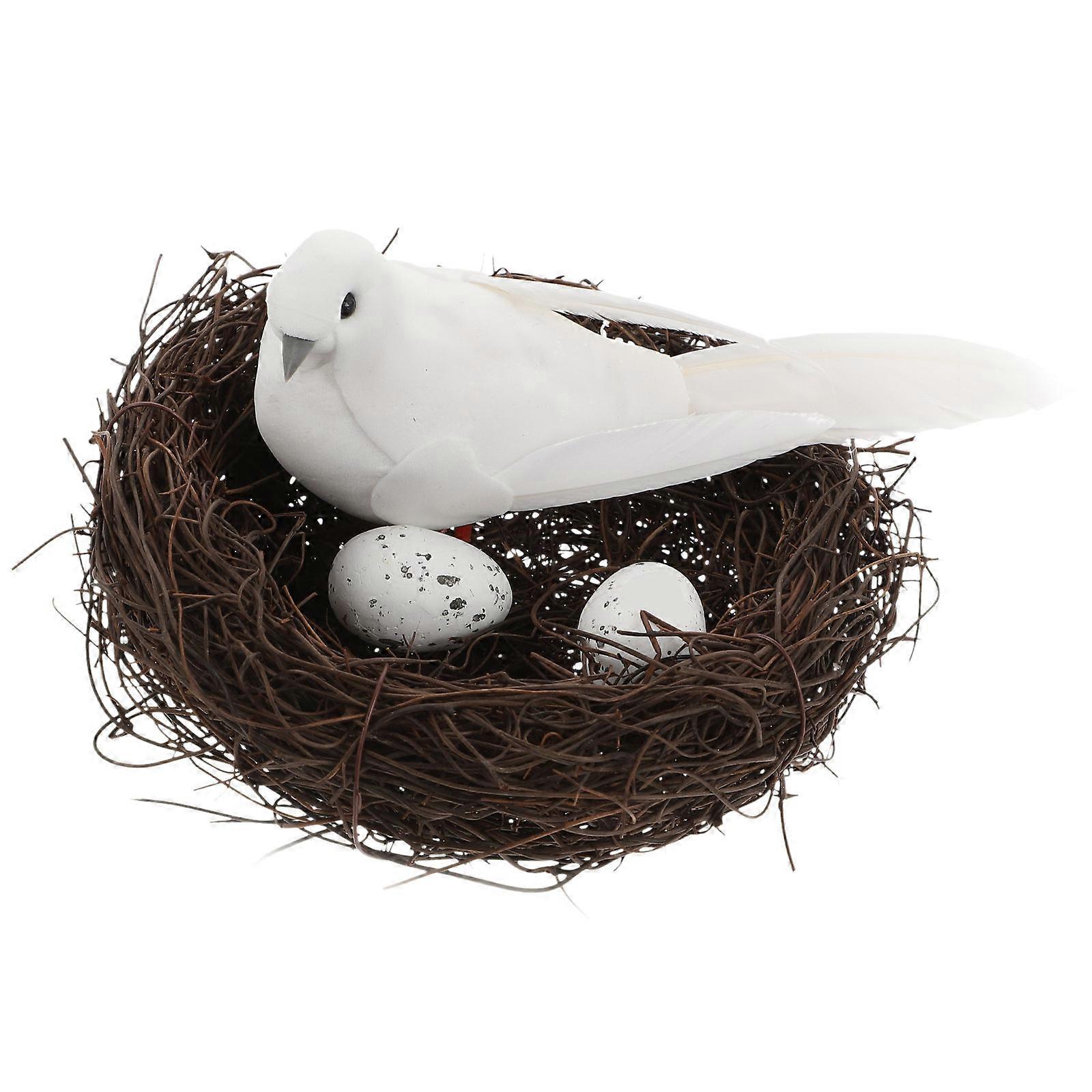 Bird Nest Figurine Round Shape Decoration for Festivals 1Set