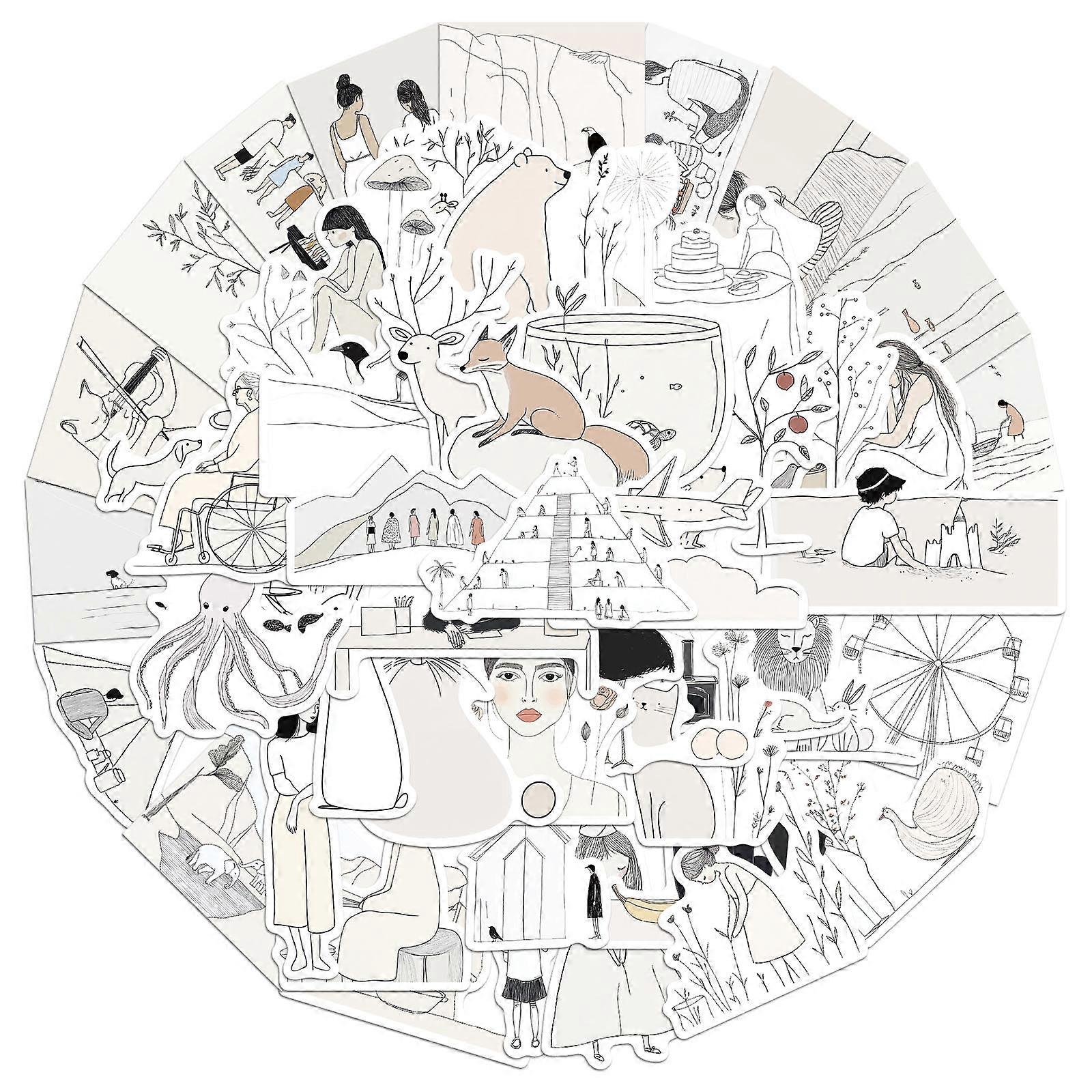 50 قطعة متعة زخرفية ملصق جمالي مقاوم للماء لزجاجة المياه سكرابوكينغ مجلة كمبيوتر محمول الأمتعة متعددة الألوان