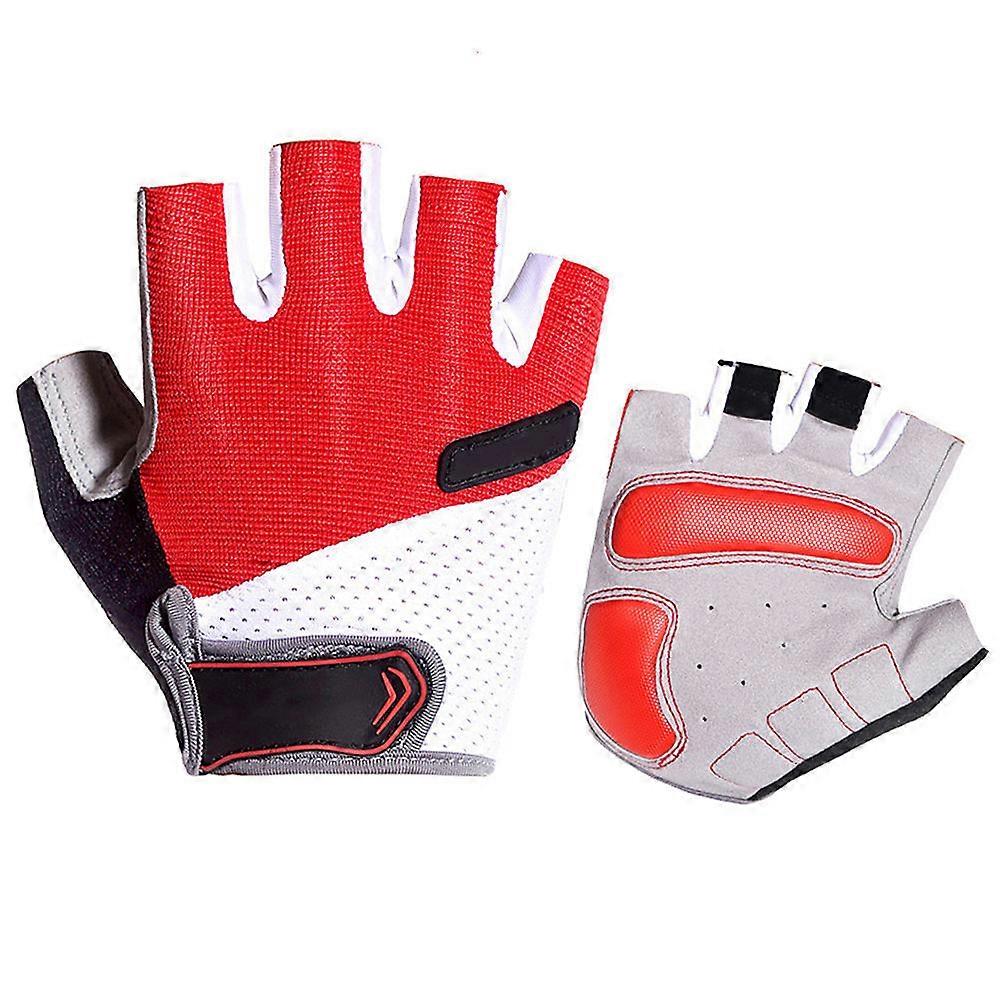 Unisex Breathable Half Finger Gloves for Cycling with and Fabric Durable Red