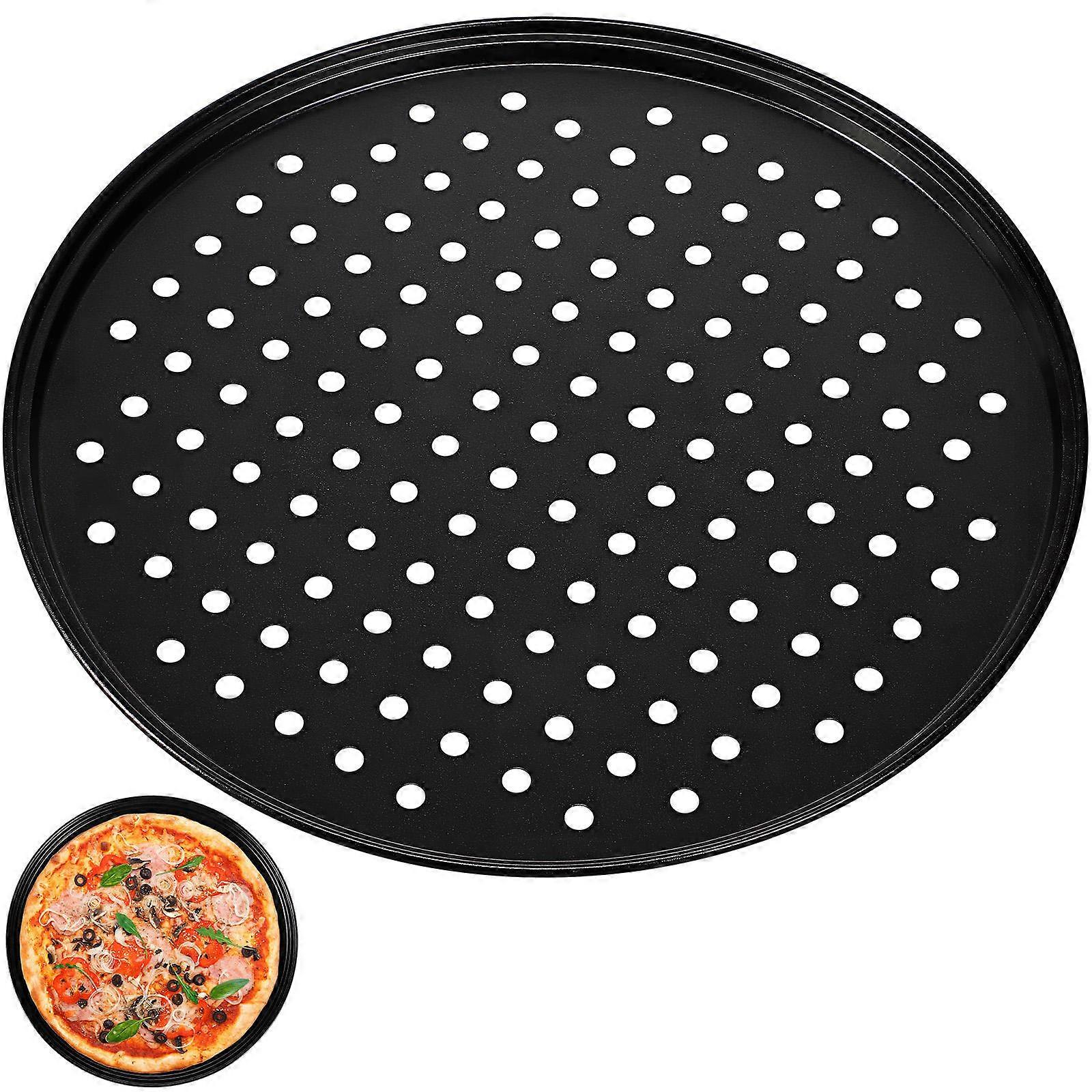 Metal Pizza Baking Tray Carbon Steel Round Pizza Pan Even Heat Spread 12.6×12.6×0.5in 1Set
