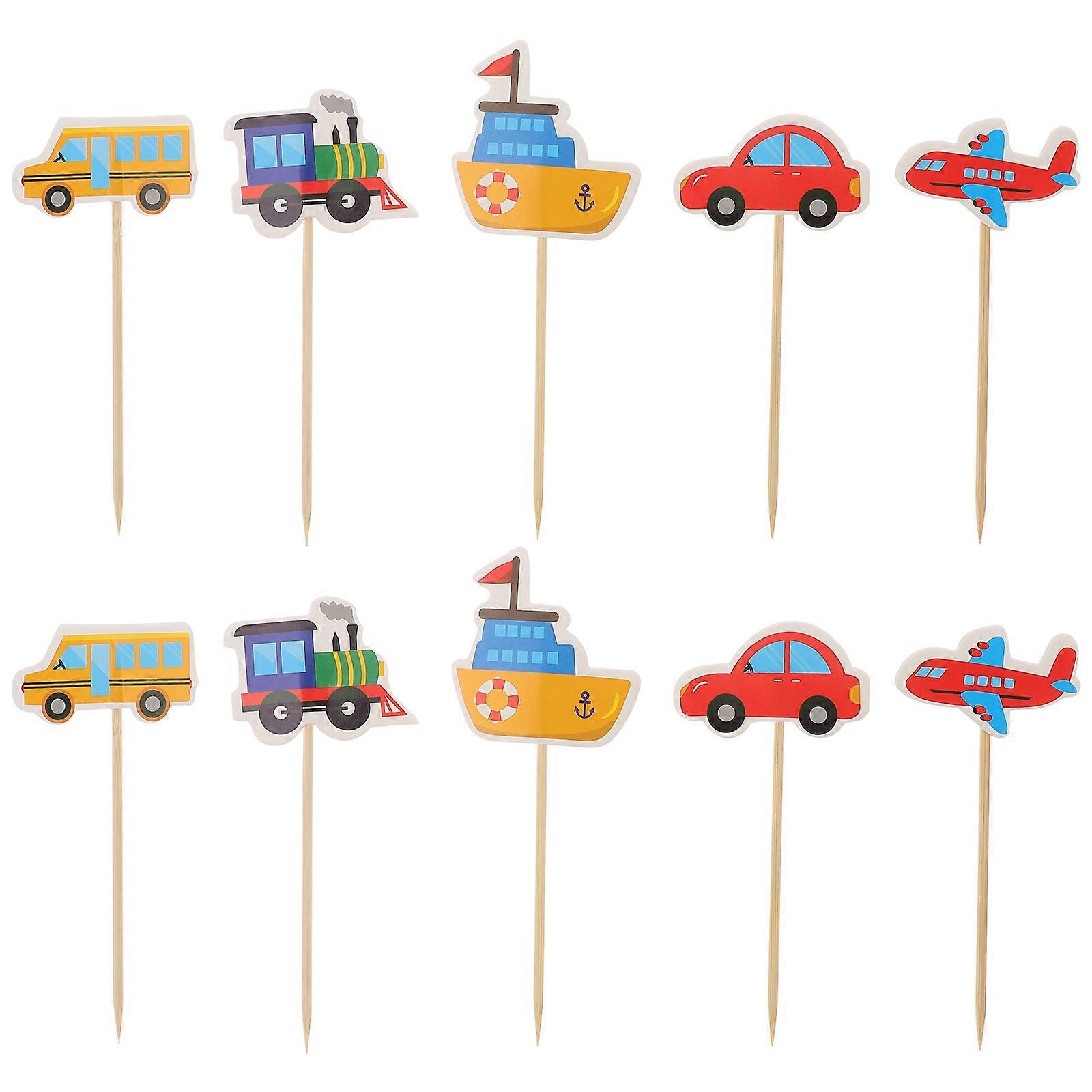 جميل الكرتون سيارة نقل كعكة توبرس لتزيين الحفلات لون متنوع 10 قطع