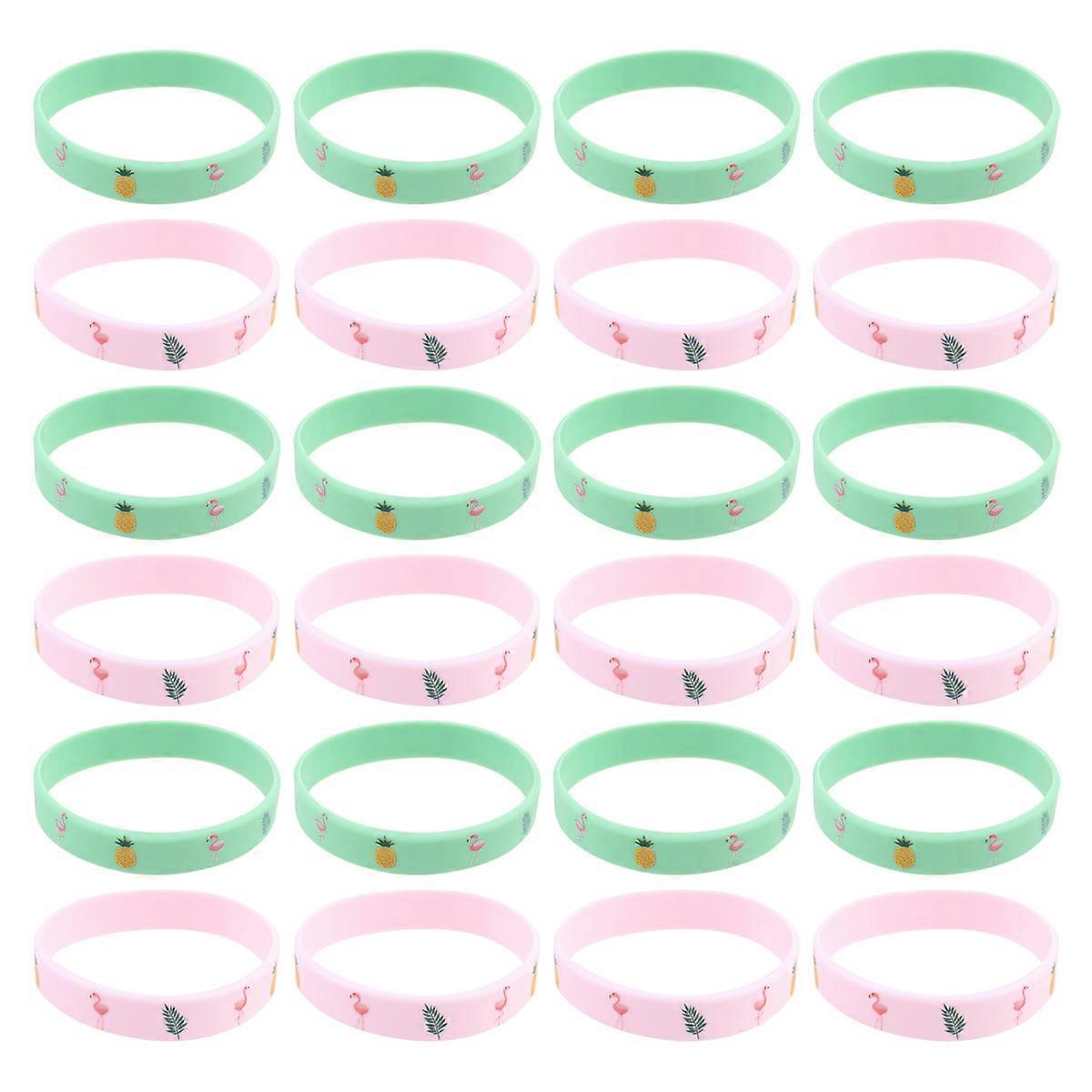Βραχιόλι Σιλικόνης για Αθλητισμό με Φλαμίνγκο, Είδη Καλοκαιρινού Πάρτι, Ποικιλία Χρωμάτων, Κυκλικό, Ανθεκτικό, 24 Τεμάχια