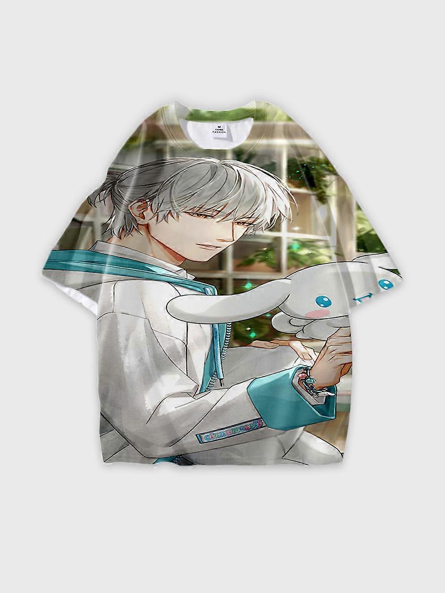 T-shirt round neck Role Pattern loose short sleeve B525