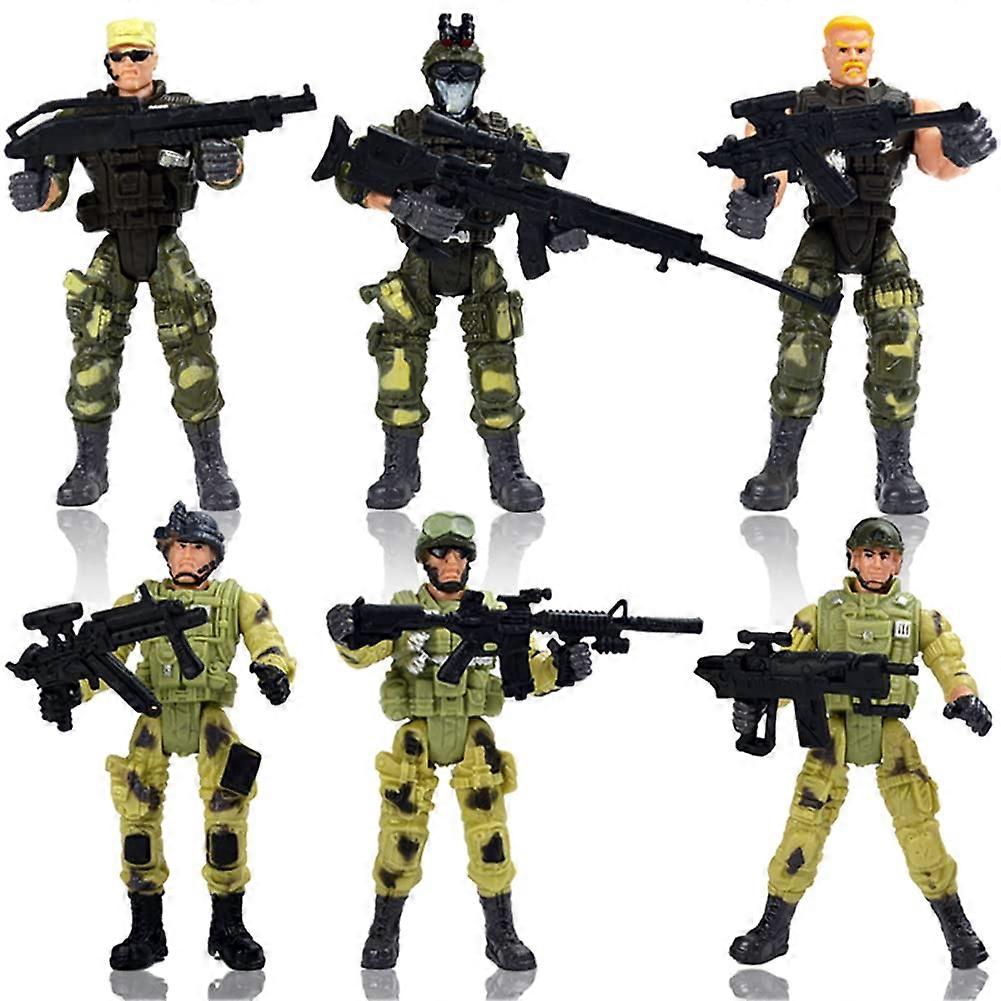 Soldier Play Set - 6 Pieces Military Model Army Figures, Realistic Toy Soldiers for Kids, Durable Plastic, 3-inch Size