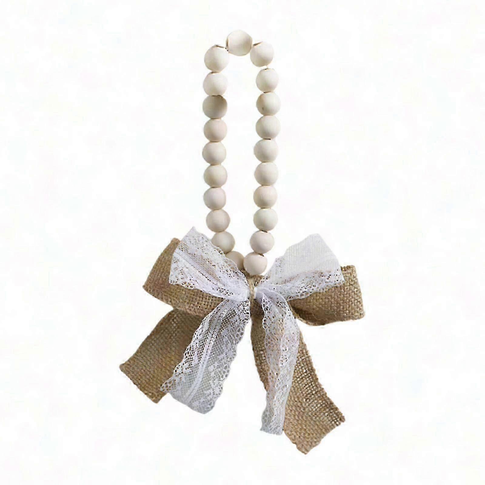 Rustic Beaded Wall Hanging With Linen Bow