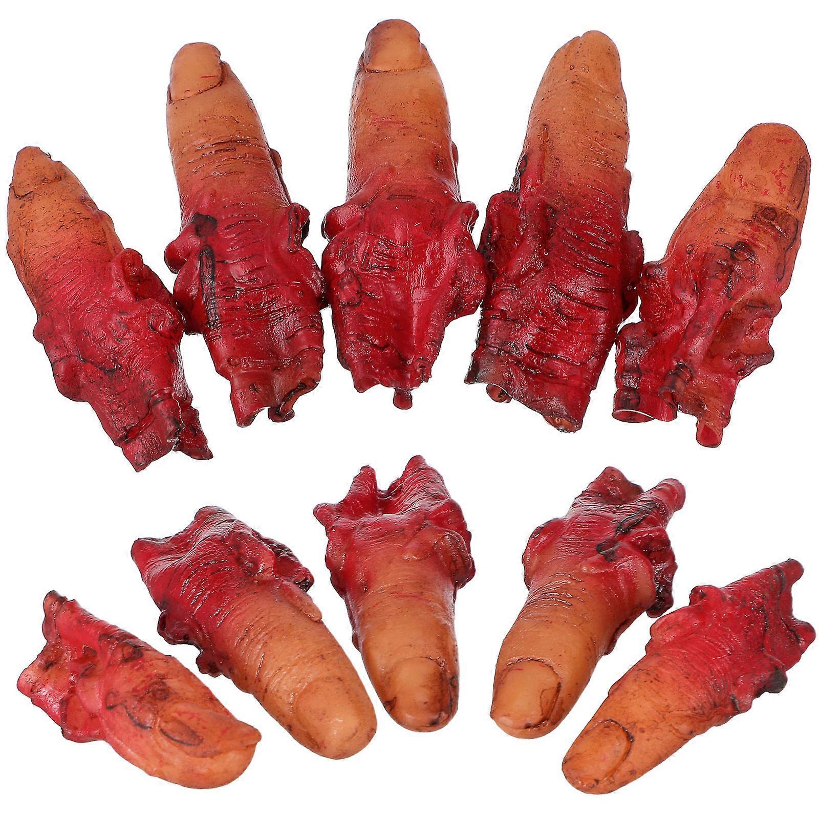 Scary Bloody Severed Finger 10Pcs Party Hanging Ornament For Horror Prank Adults Use In Dark