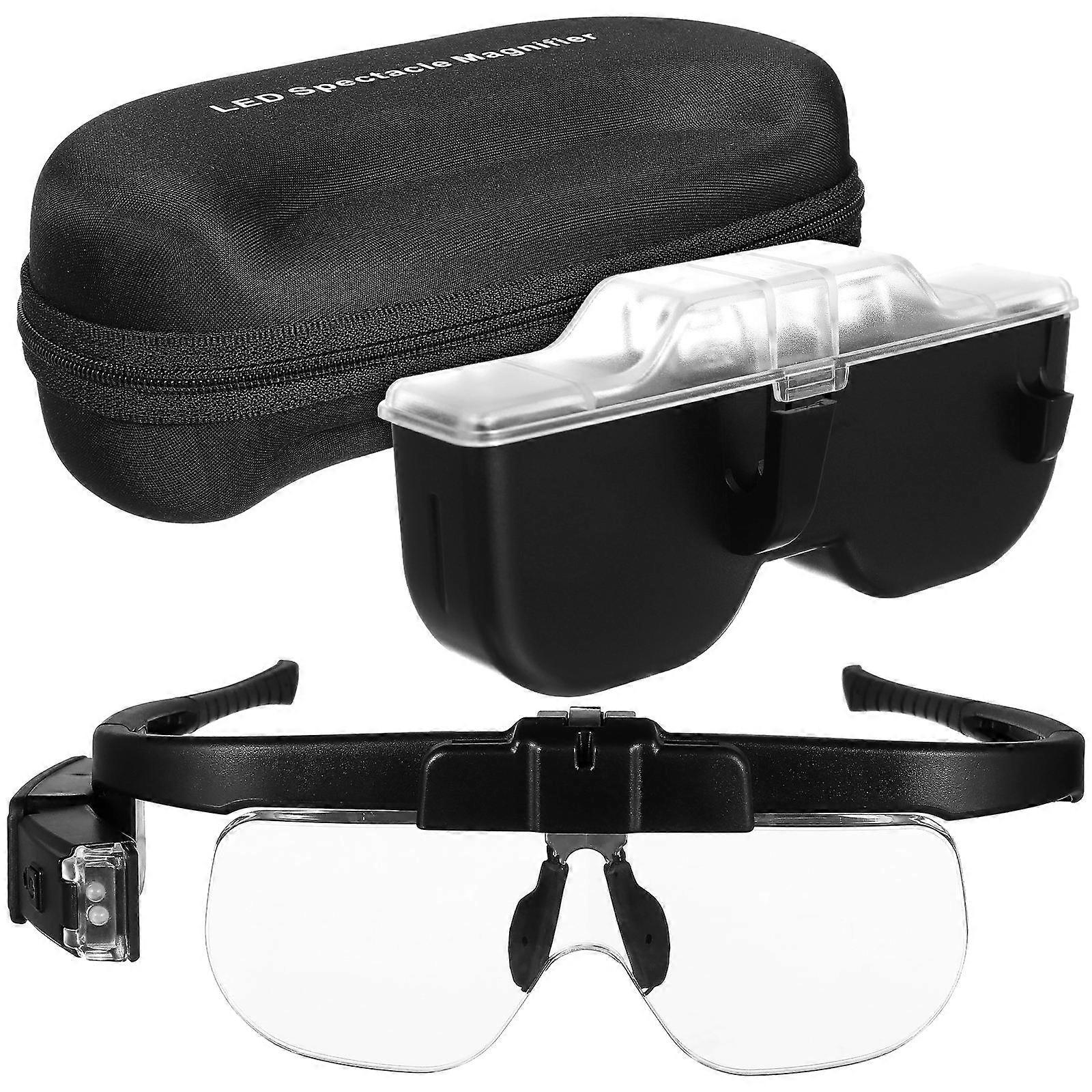 Magnifying Glass with Bright LED Light for Reading and Hobby Use Black ABS Acrylic 2.5x Magnification
