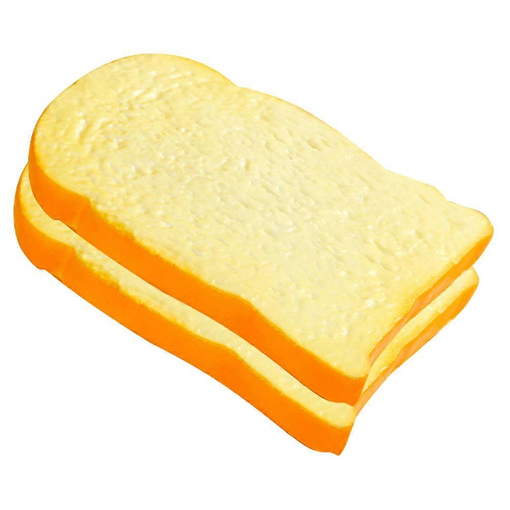 2pcs PU Fake Toast Slice Model Simulation Toast Pretend Play Bread Toy Realistic Fake Bread Model