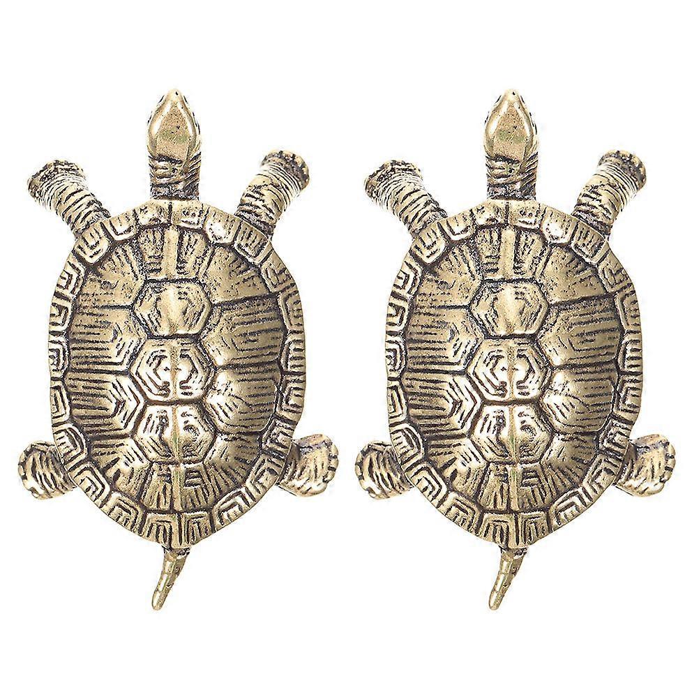 Turtle Figurine Gold Turtle Figurine Antique Finish Symbol Of Longevity Good Fortune Desktop Ornament 2Pcs