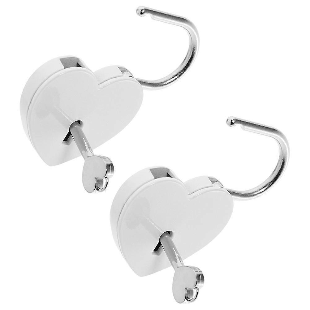 Suitcase Padlocks 2 Sets Heart Shaped For Couples Decor Locking Use Travel White Color