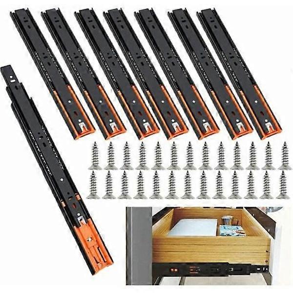 Set of 8 drawer slides 250mm, ball bearing drawer slides, soft and quiet closing, full extension slide with damper - Loa.
