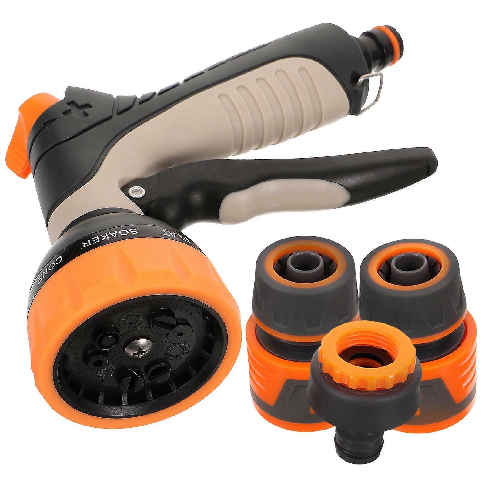 Watering Spray Nozzle for Gardening 1 Set Adjustable Flow Orange ABS Hose Equipment