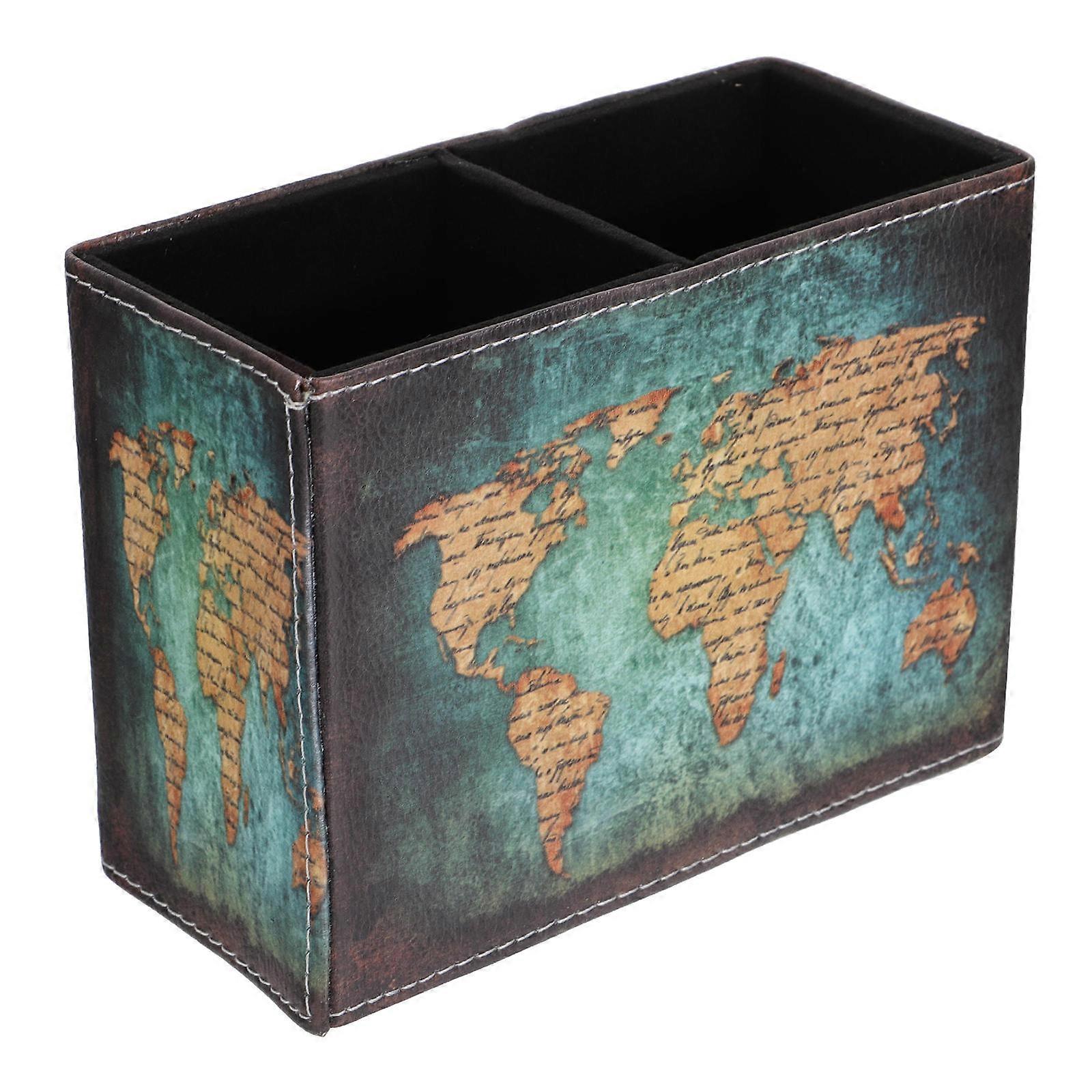 Blue Retro Square Storage Box for Office and Home Decor with 2 Compartments 1pc