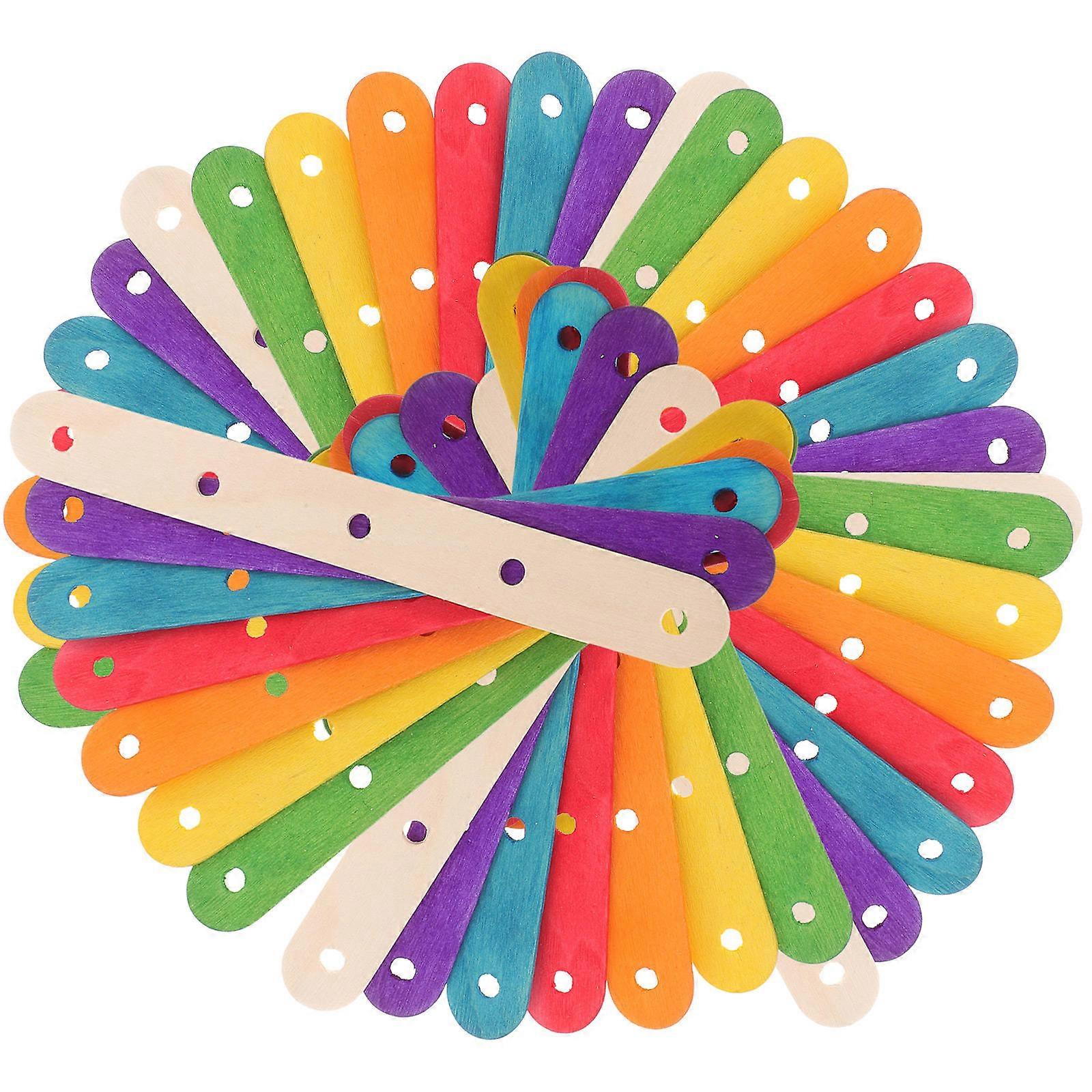 Jumbo Colored Wood Craft Sticks 100pcs Assorted Colors Lollipop Sticks for DIY Crafts Projects