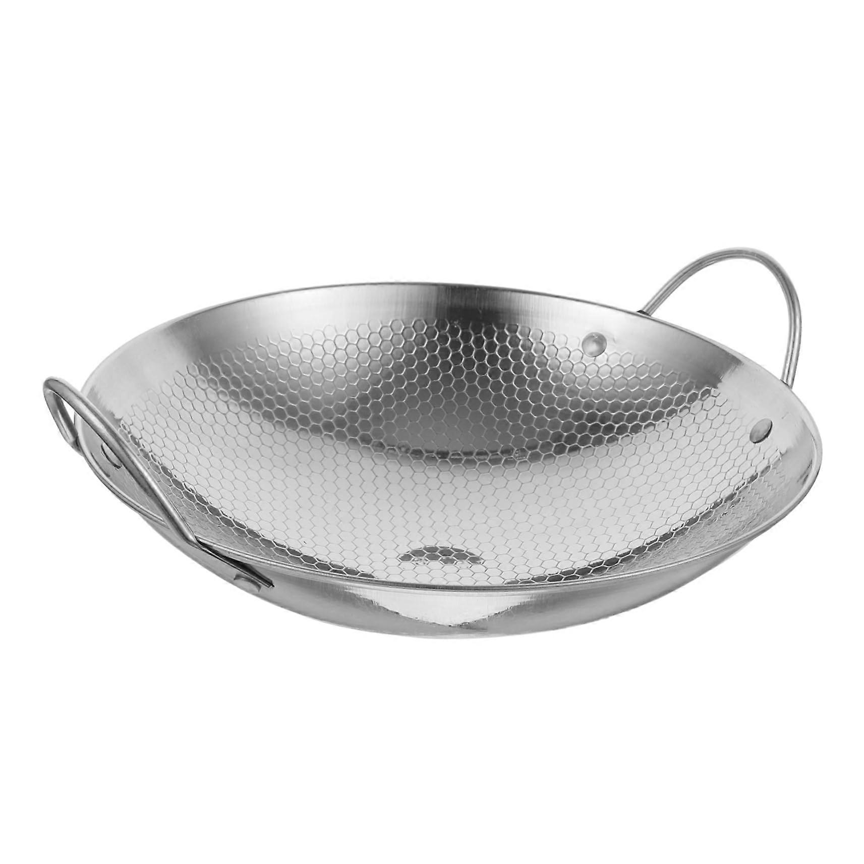 Grill Plate Wok Cooking Pot Handle Stock Pot Saucepan Metal Silver