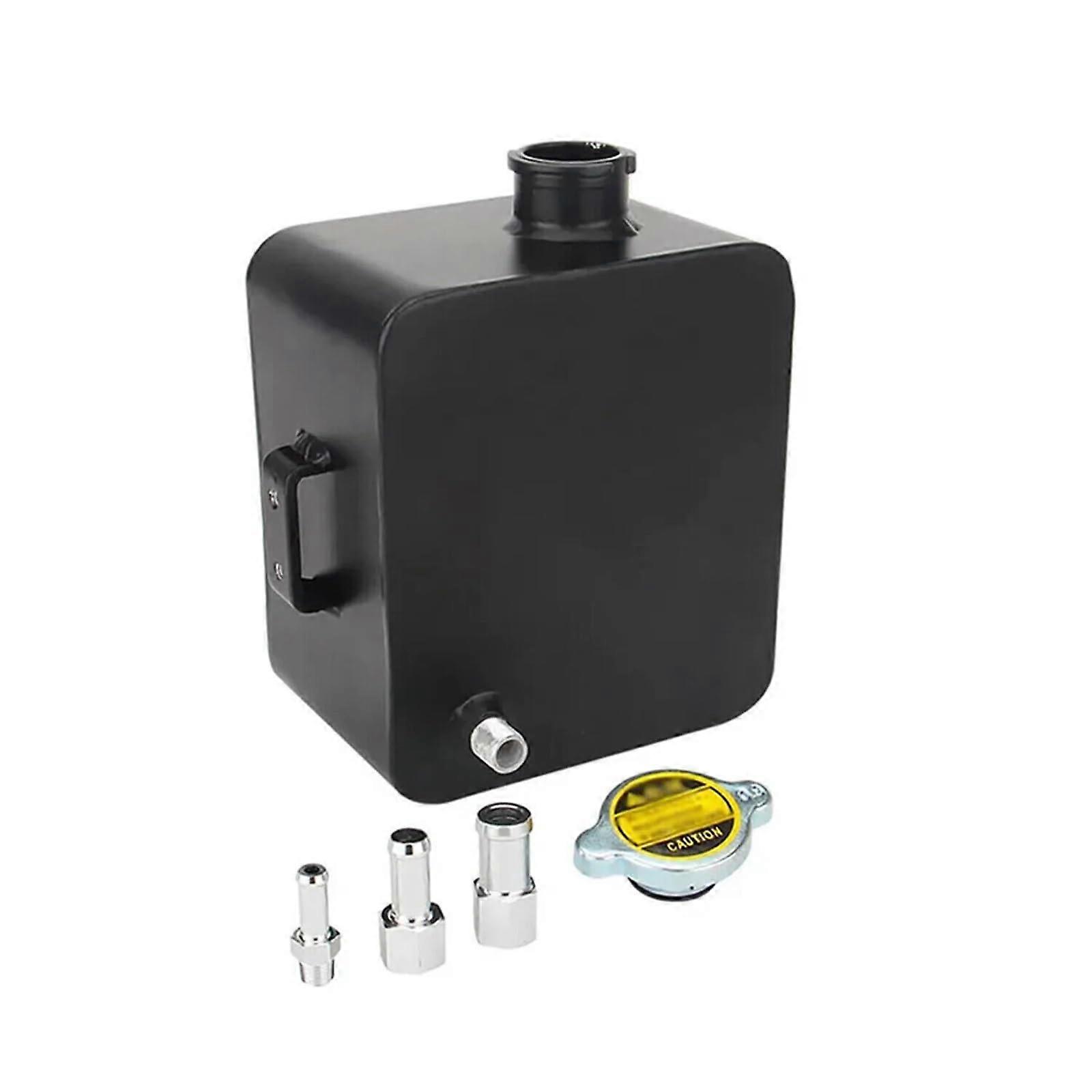 Aluminum Overflow Recovery Tank Bottle 2.5L Universal Car Water Coolant Radiator (Black)