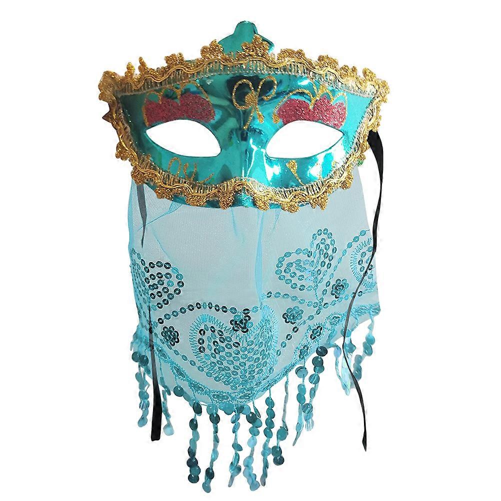 ハロウィンダンスパフォーマンスのための楕円形の色のための神秘的なベールマスカレードマスク1パック