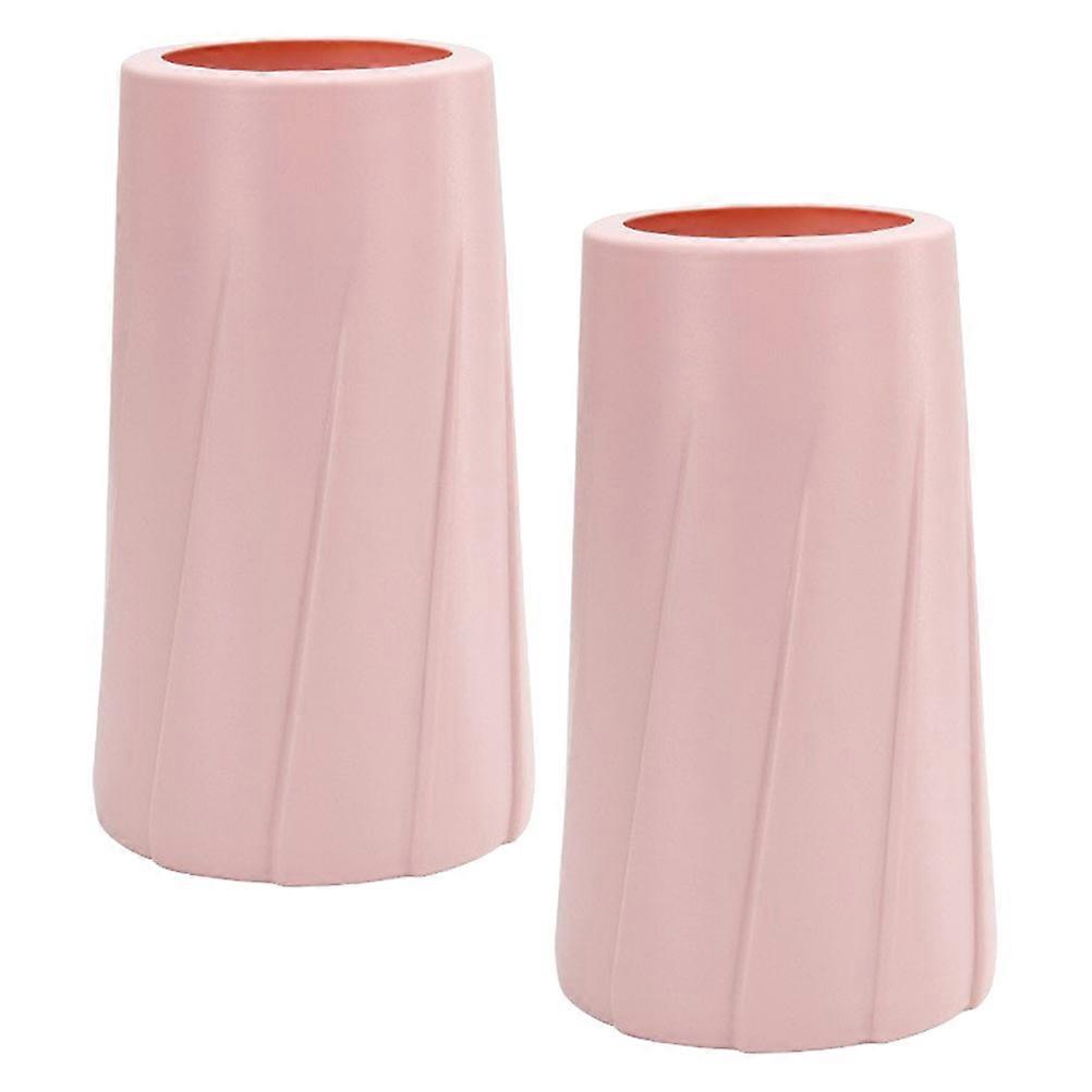 Pink Plastic Vase for Flower Arrangement and Home Decor Simple Style Ideal for Desktop Use 2 Pieces