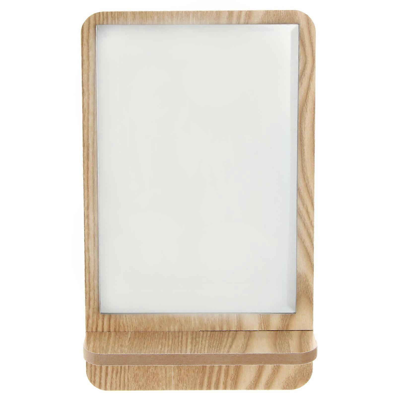 Khaki Desktop Makeup Mirror with HighDefinition Surface for Home Use Synthentic Material