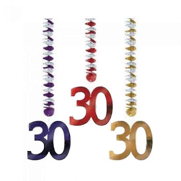 Decoração suspensa Amscan Foil Cut Out 30th (pacote com 3)