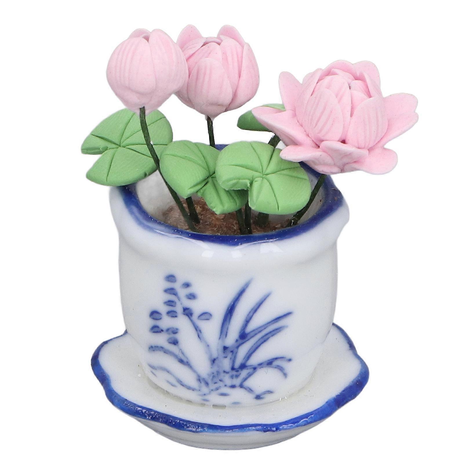 1: 12 Scale Miniature Artificial Potted Flower Tiny Decoration Greenery Simulation Flower