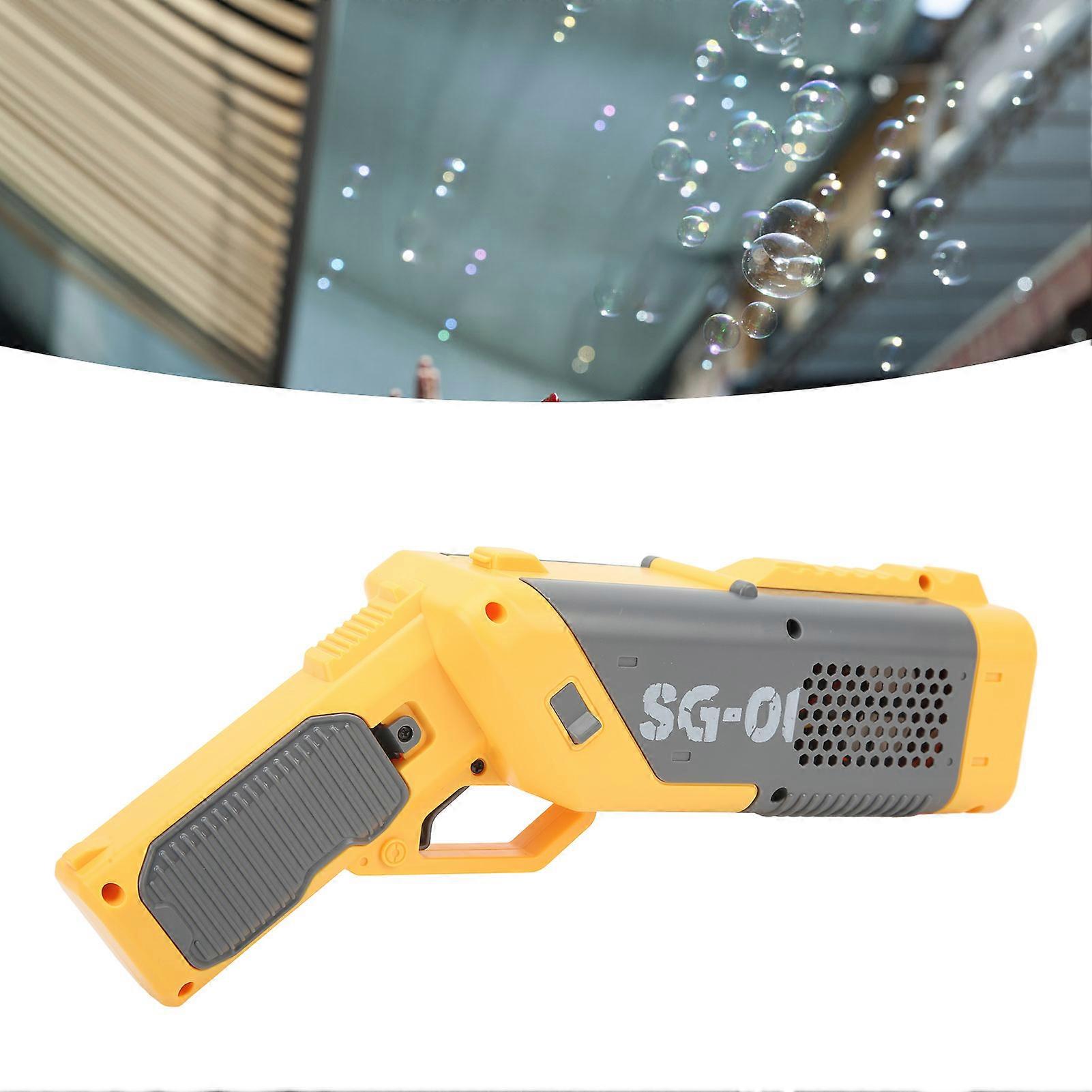 Bubble Machine with Lights Powerful Motor Portable Automatic Bubble Maker for Children Over 3 Years Old for Parties Yellow