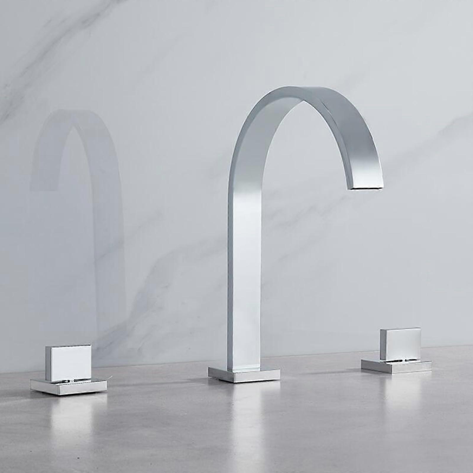 3 Hole Basin Mixer Tap Brass Double Handle 3 Hole Basin Taps Chrome