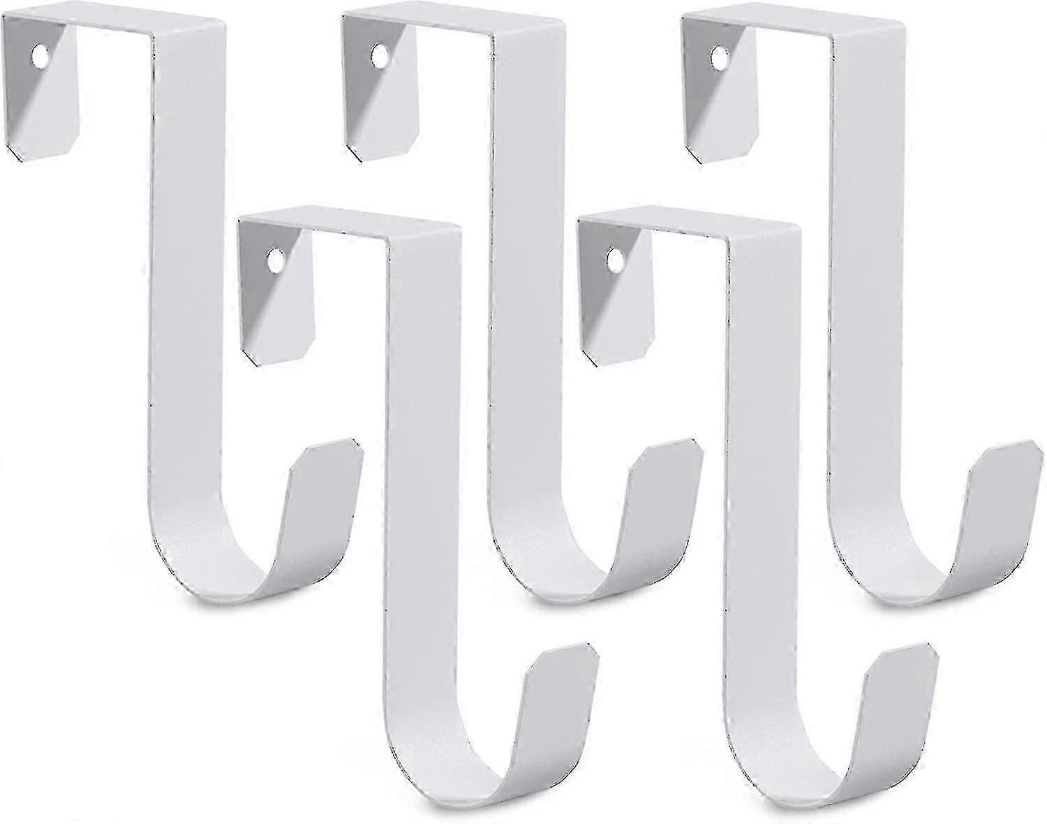 5 Pack White Metal Over Door Hooks - Sturdy Single Door Hooks