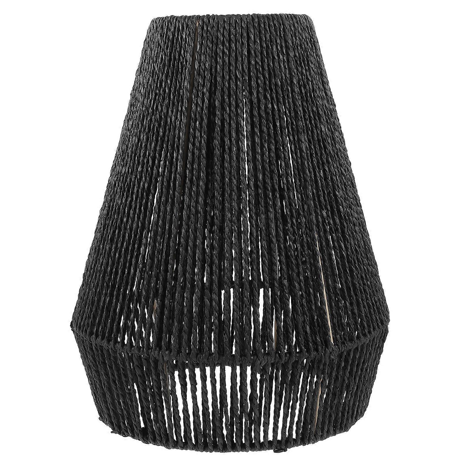 Weave Lamp Shade Small Lampshade Indoor Light Cover Ceiling Hanging Lamp Black Round Rustic Style 1Pack