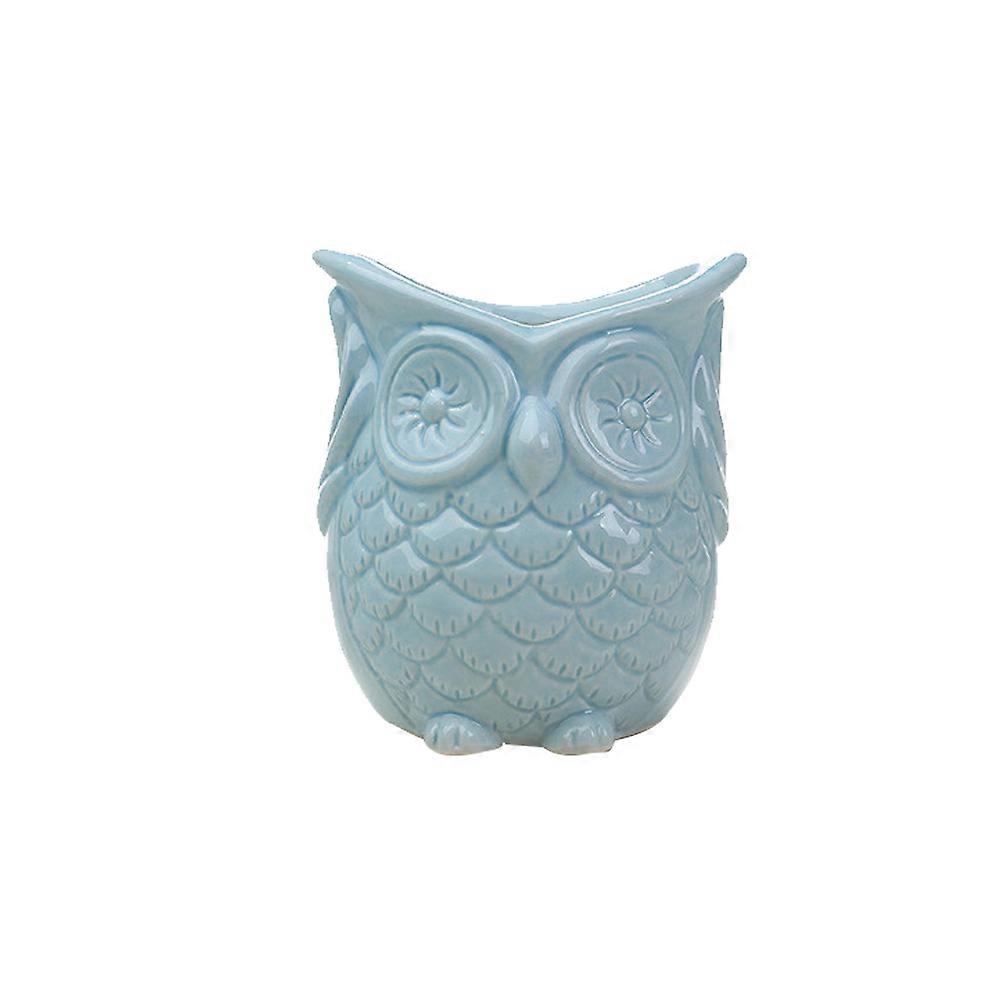 Blue Ceramic Owl Succulent Pot for Planting Use Creative Container