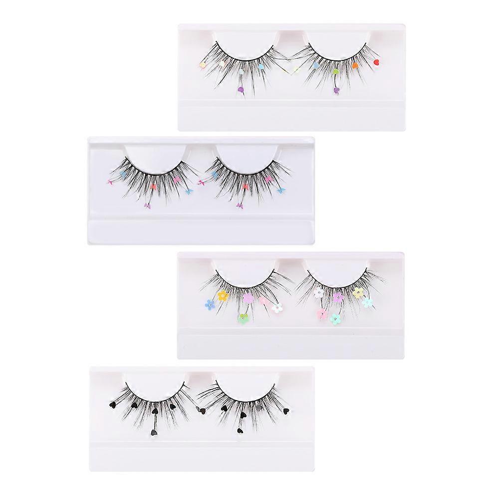 Glitter Sequins Lashes Colored False Eyelashes for Women Assorted Color Faux Material Make Eyes Look Bigger 4 Pairs