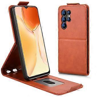 TKdaddy Voor Oukitel C61 Pro / C61 Stand Case Magnetische Sluiting Verticale Flip Lederen Telefoonhoes met Kaarthouder Oranje