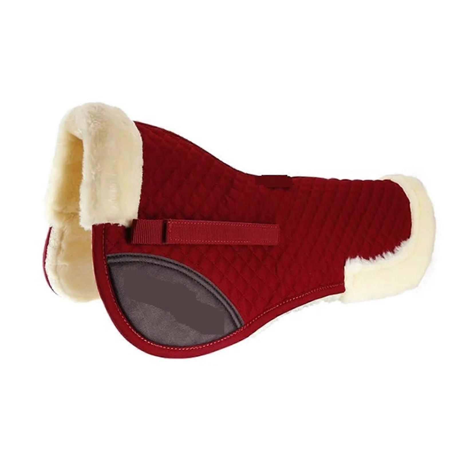 Corrective Half Pad Saddle Pad for Horses, Fleece-Lined Equine Back Cushion, Red, Comfortable Riding Gear