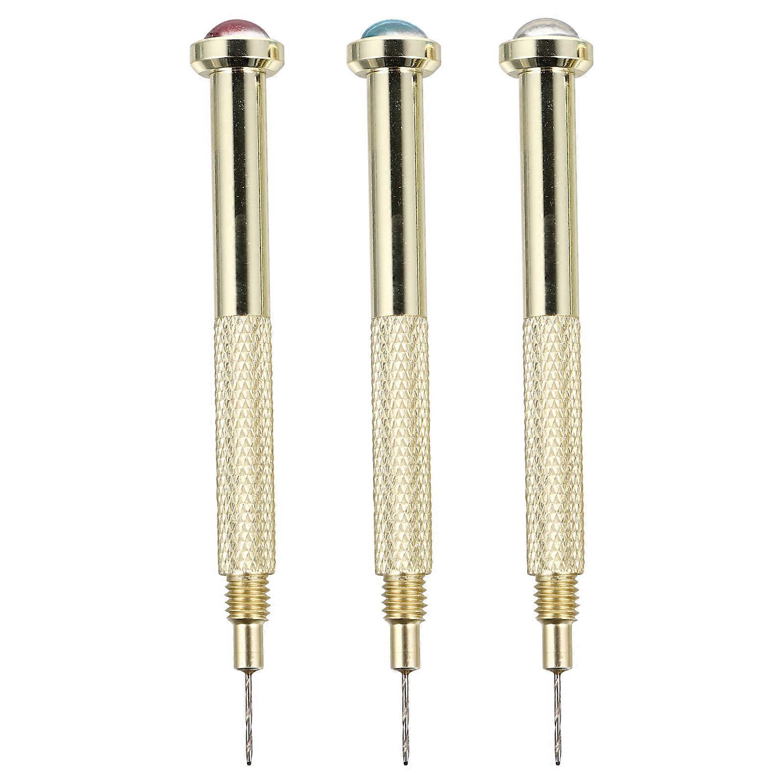 3 PCS Nail Art Hand Drill Device Metal Handheld Piercing Tool Supply