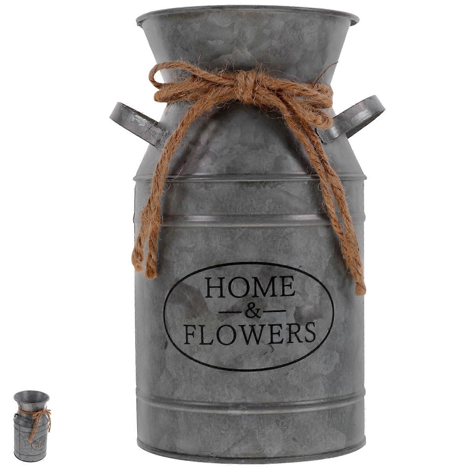 Rustic Vintage Iron Flower Bucket Vase for Home, Office & Balcony – Decorative Planter for Fresh or Dried Bouquets, French Pitcher Style