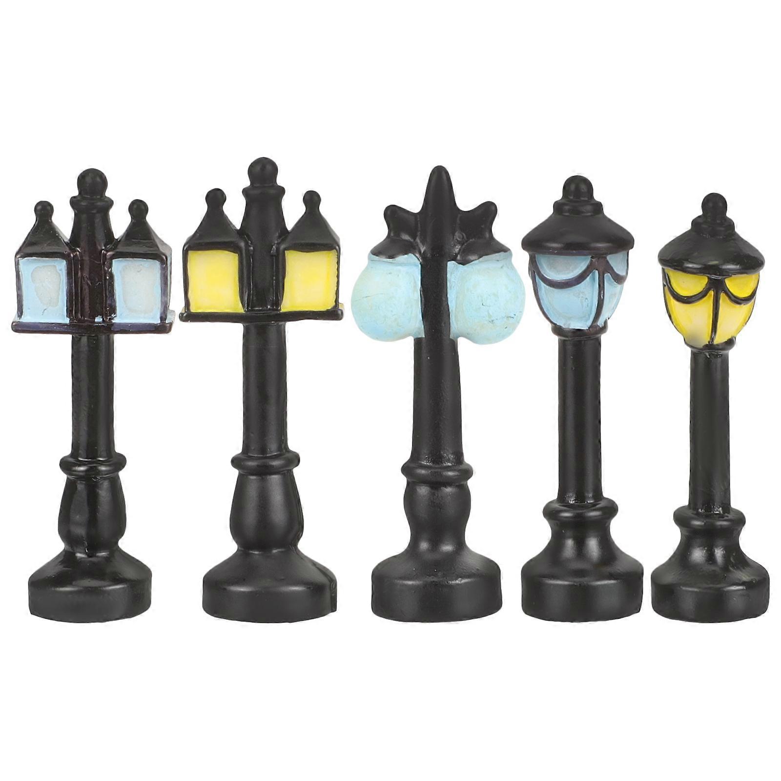 1 Set Miniature Street Light Ornaments Decorative Lamp Post for Fairy Garden, Mini Light Lamppost Figurines, Synthetic Resin Traffic Light Model