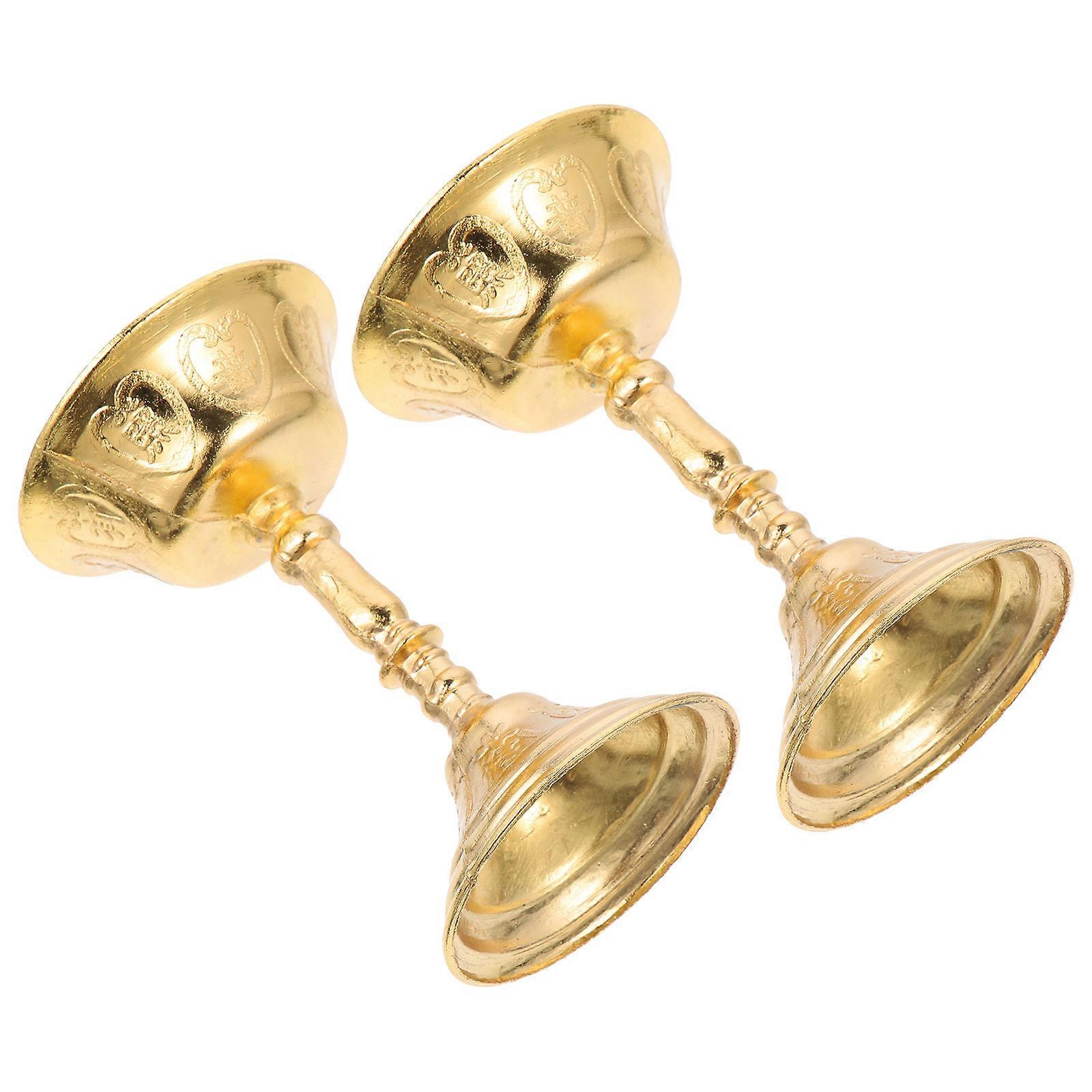 Golden Alloy Candle Holders with Lotus Design for Home Use Elegant Decorative Tabletop Crafts 2pcs