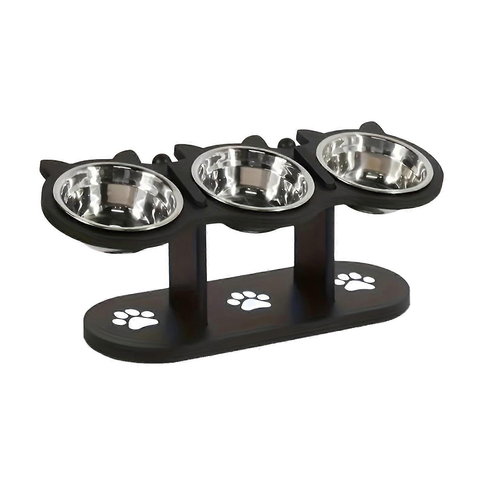 Bowl Stand Elevated Wooden Pet Feeder, Adjustable Bowl Holder, Modern Design, Space Saving