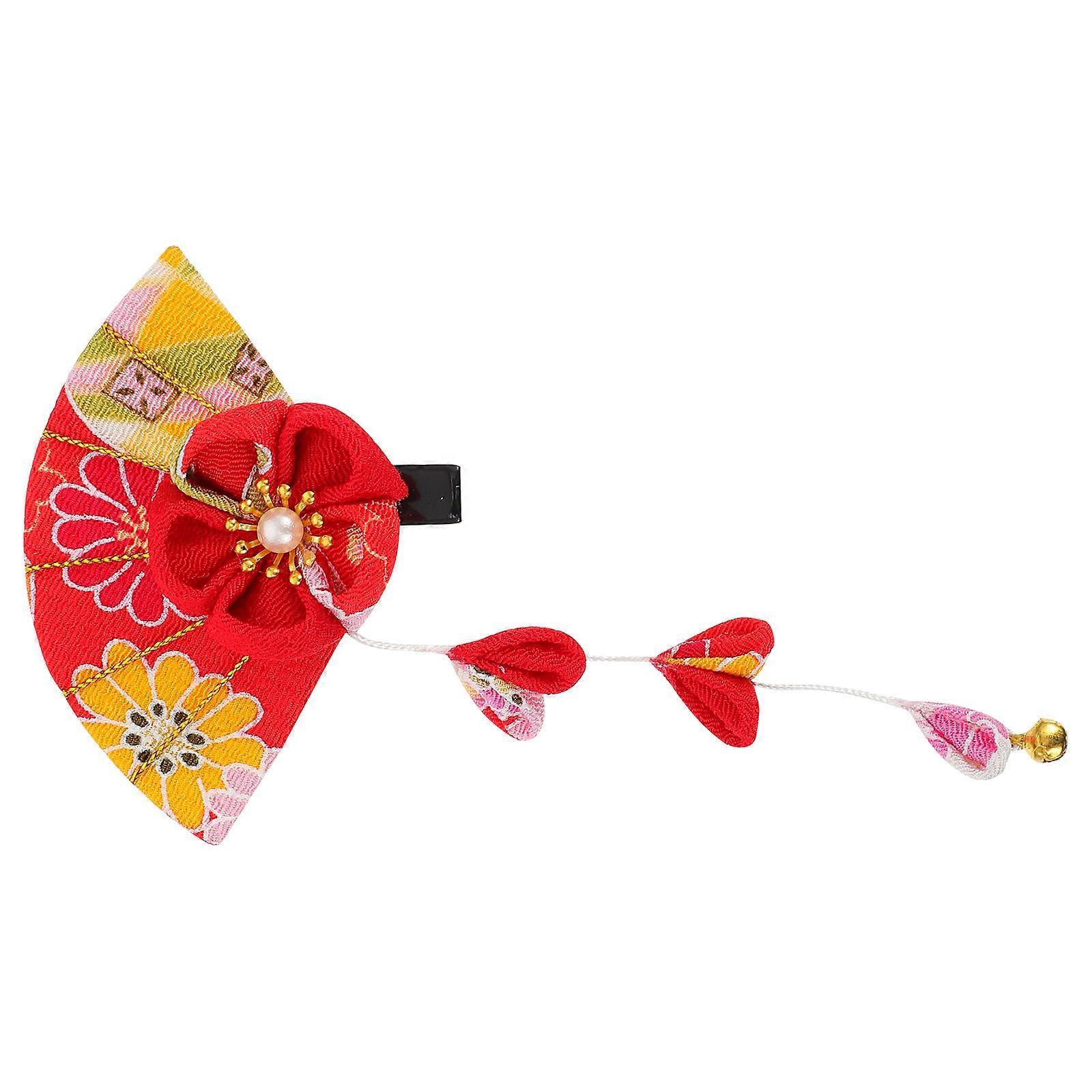Tassel Hairpin Creative Hairpin For Festival Parties And Public Appearance Red Cotton Linen 1Pack