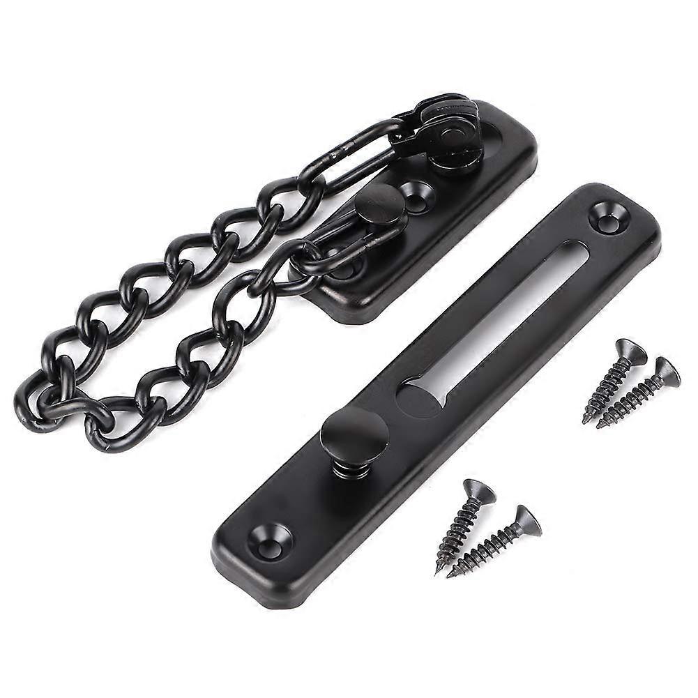 Door Chain Latch, Stainless Steel Door Lock, Theft-Resistant Interior Bolt And Screws, 7.7Inch, 1 Pc, For Bedrooms, Black