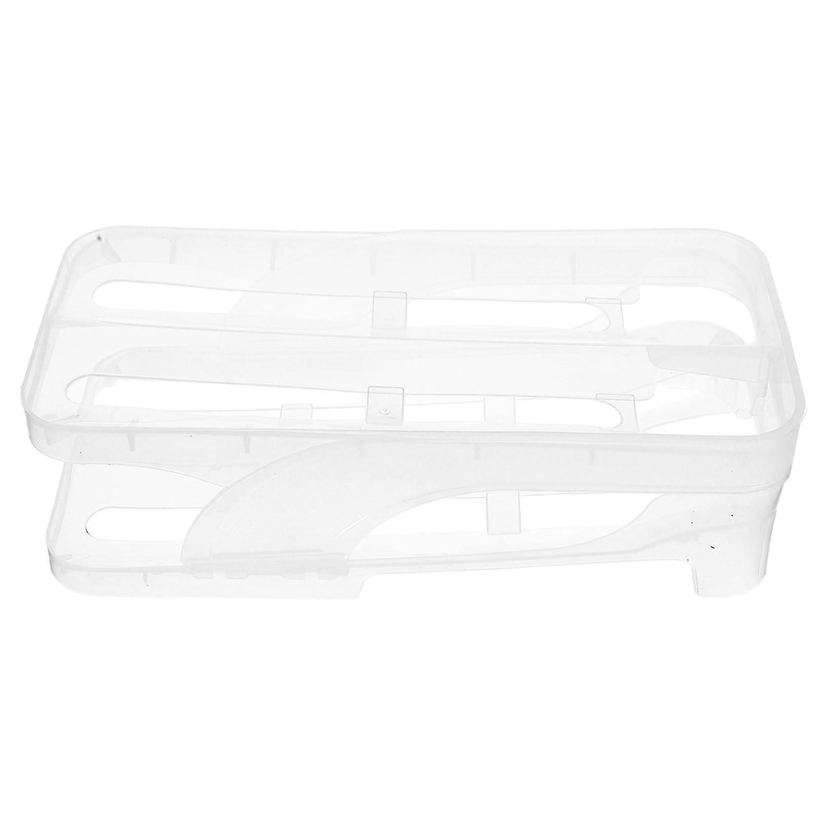 Egg Rack Fridge Egg Holder Space-Saving Transparent PP Egg Storage Container Rolling Design for Kitchen Organization