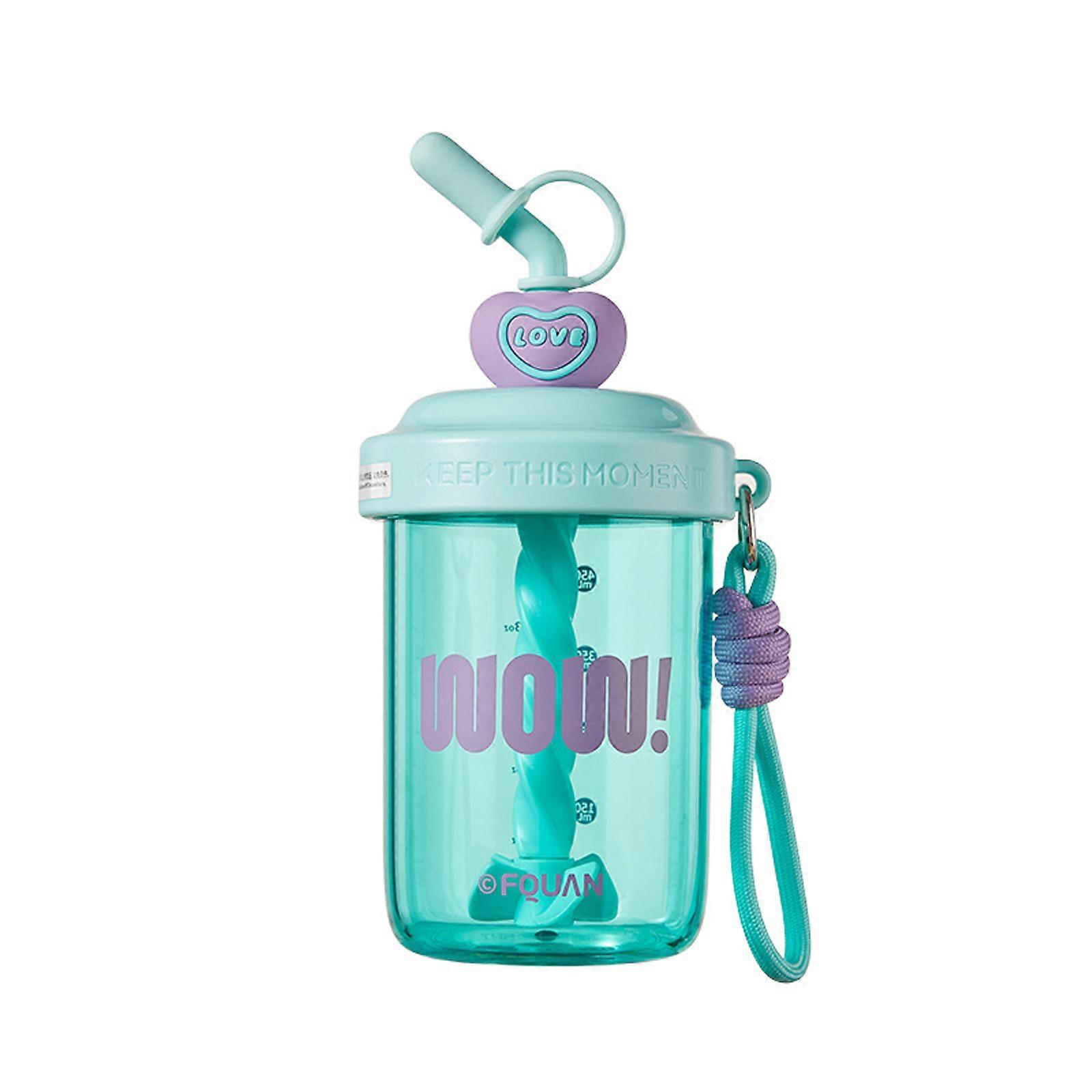 Large Capacity Stirring Water Bottle Efficient Straw Leak proof Seal Comfortable Grip Handle Durable PC Construction  Blue