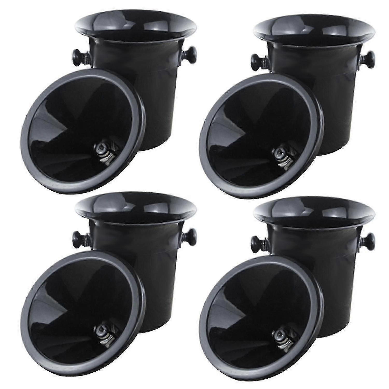 4x Wine Dump Black Plastic Wine Spittoon - Standard Size With Black Funnel Champagne Bucket